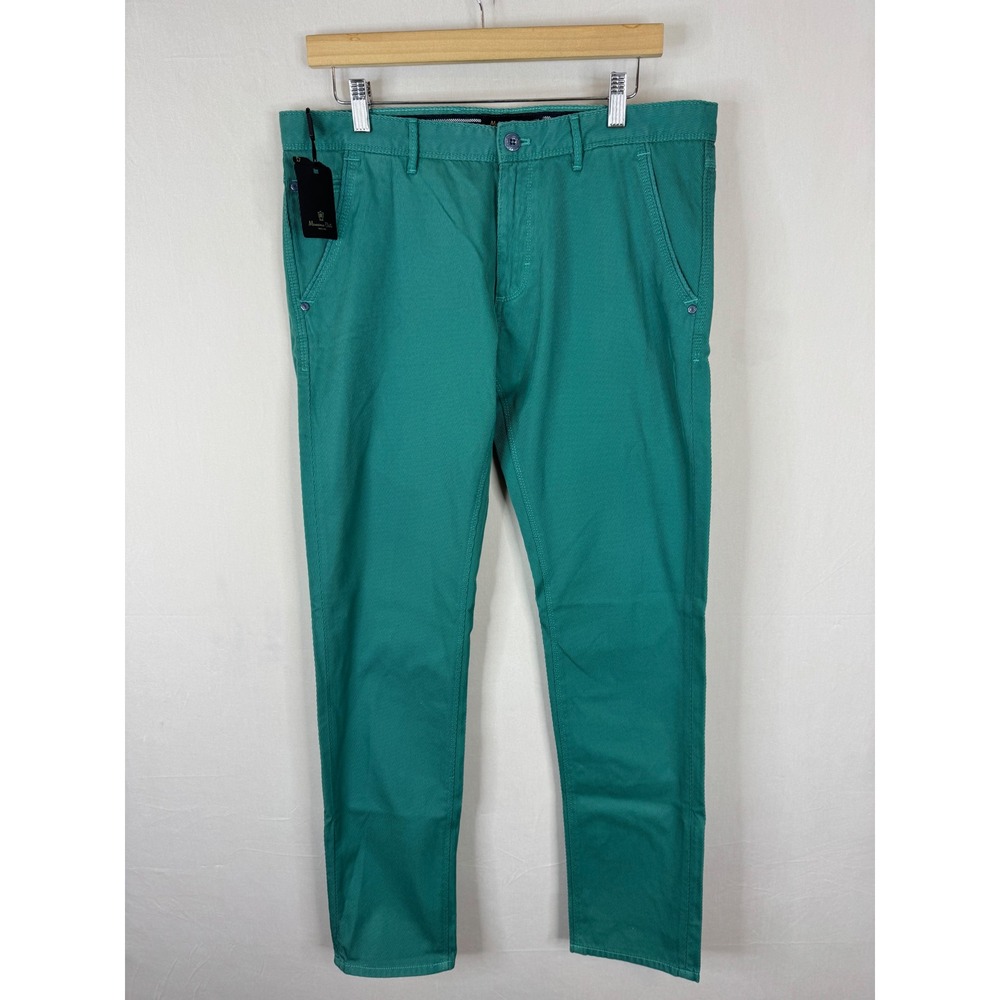 Massimo Dutti NWT Mens Slim Fit Green Corduroy Textured Chino Pants 32X34